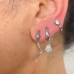 Snake Earrings Silver Hoop Earrings Ear Jacket Statement Earrings Birthday Gift 